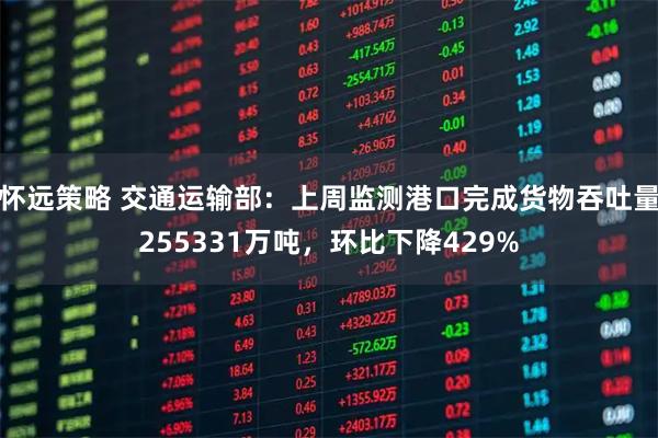 怀远策略 交通运输部：上周监测港口完成货物吞吐量255331万吨，环比下降429%
